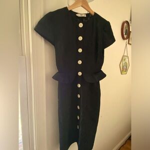Vintage Valentino Miss V black floral peplum dress